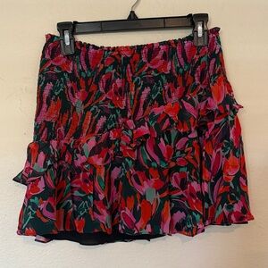 Milly Ruffle Floral Mini Skirt